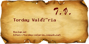 Torday Valéria névjegykártya