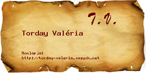 Torday Valéria névjegykártya